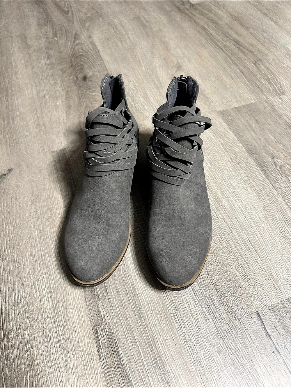 Grey Strappy Ankle Boots Like New